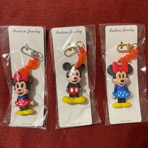 Mickey Mouse or Minnie Mouse Keychain Bag Charm NWT